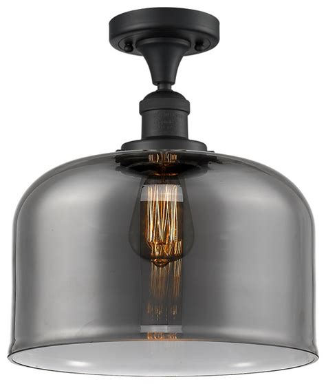 Franklin Restoration X Large Bell 1 Light Semi Flush Mount Matte Black