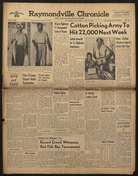 Raymondville Chronicle (Raymondville, Tex.), Vol. 30, No. 28, Ed. 1 Thursday, July 12, 1956 ...