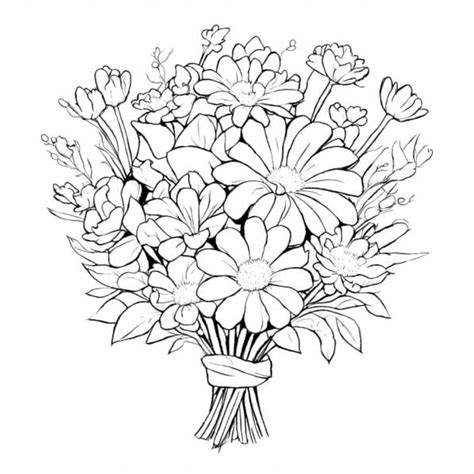 Download Black And White Flower Bouquet Coloring Page Coloring Pages Online Creative Fabrica