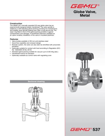 Gemu Manually Operated Globe Valve Datasheet Manualzz