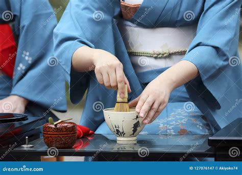 Japanese Woman Preparing Green Tea Ceremony Stock Image - Image of ...