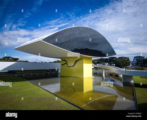 Beautiful View Modern Architecture Museum Building By Oscar Niemeyer