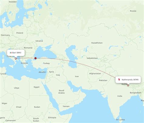 All Flight Routes From Kathmandu To Bari KTM To BRI Flight Routes