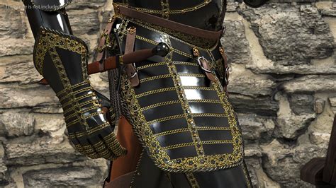 Medieval Knight Black Gold Full Armor Rigged For Maya 3d Model 169 Ma Free3d