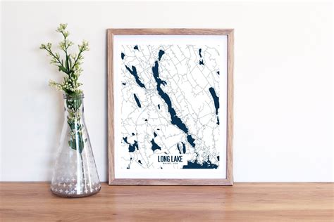 Long Lake Lake Map Long Lake Maine Print Long Lake Naples - Etsy UK