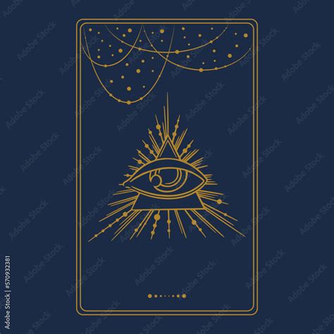 Tarot aesthetic golden card with the third eye. Engraved tarot design for oracle card covers ...