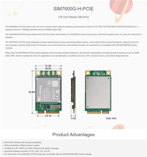 Waveshare Sim G H Pcie Simcom Original G Lte Cat Module Global