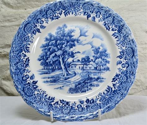 Grindley England Blue Transferware Plate Country Etsy Uk Blue