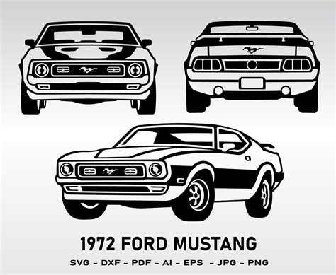 1972 Ford Mustang Svg Ford Svg Ford Front Svg Car Svg Etsy