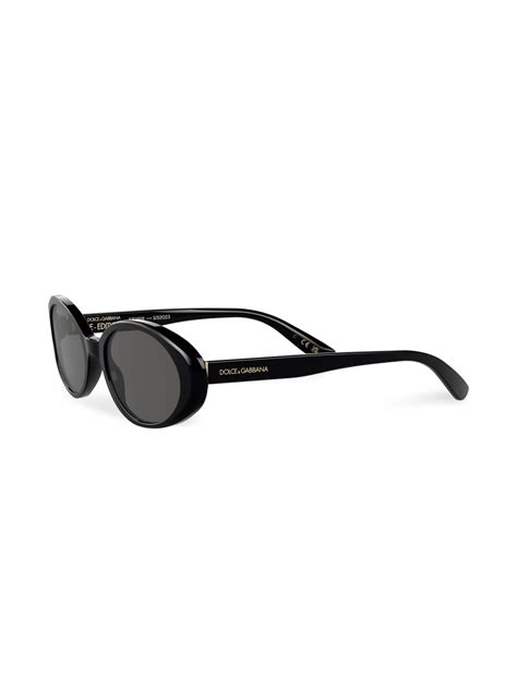 Dolce And Gabbana Eyewear Re Edition Dna Oval Frame Sunglasses Black Farfetch Uk