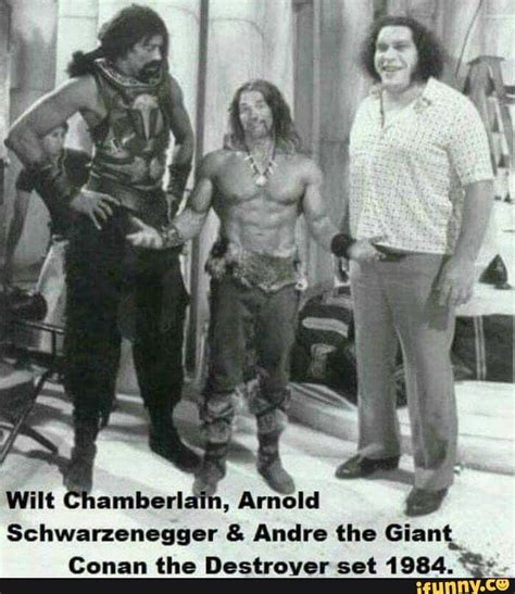 Schwarzenegger & Andre the Giant_ Conan the Destroyer set 1984. - iFunny