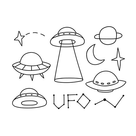 Premium Vector Contour Vector Drawing Of Ufos And Space Flying Saucer