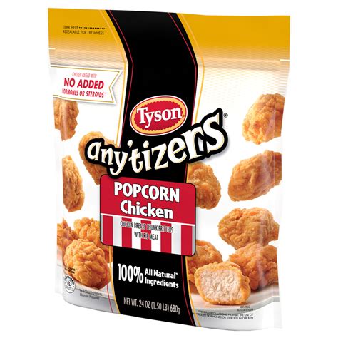 Tyson Any Tizers Chicken Bites Boneless Crispy Front Right Elevated