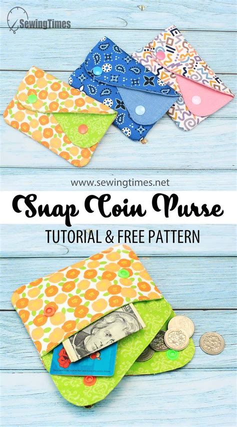 DIY Snap Coin Purse Sewing Pattern Purse Sewing Patterns Wallet