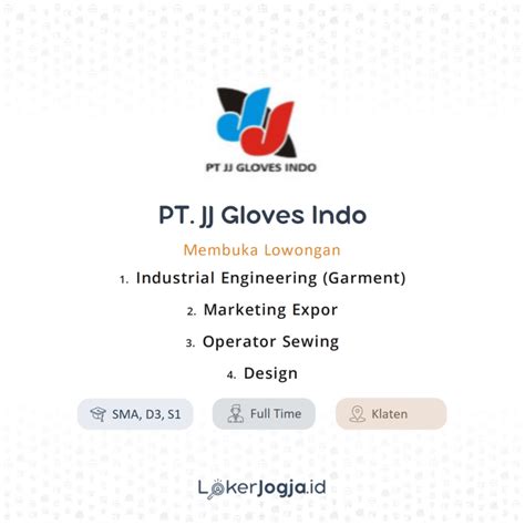 Lowongan Kerja Industrial Engineering Garment Marketing Expor