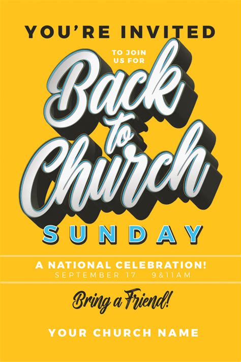 Back To Church Sunday Celebration InviteCard Church Invitations