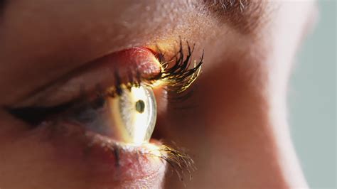 Auge Iris und Schüler Makro. reflektiert ziehen um Licht Strahlen in