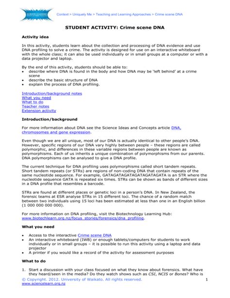 Crime scene DNA - Science Learning Hub