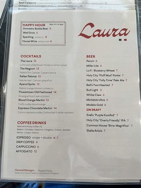 Menu Of Laura In Summerville SC 29483