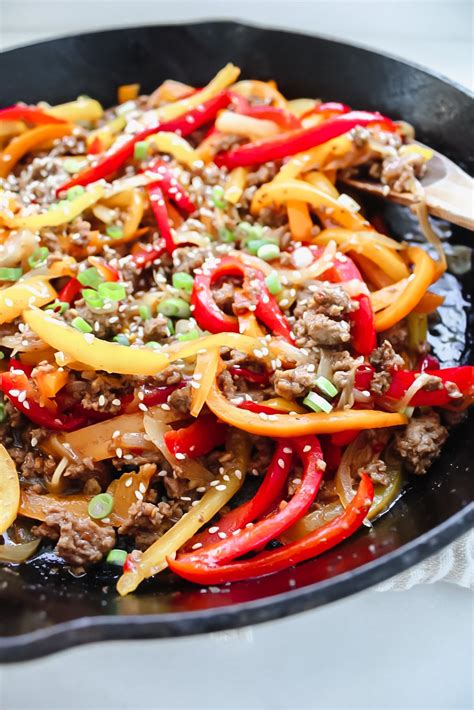 Sweet And Spicy Chili Beef And Pepper Rice Bowls Elizabeth Raybould