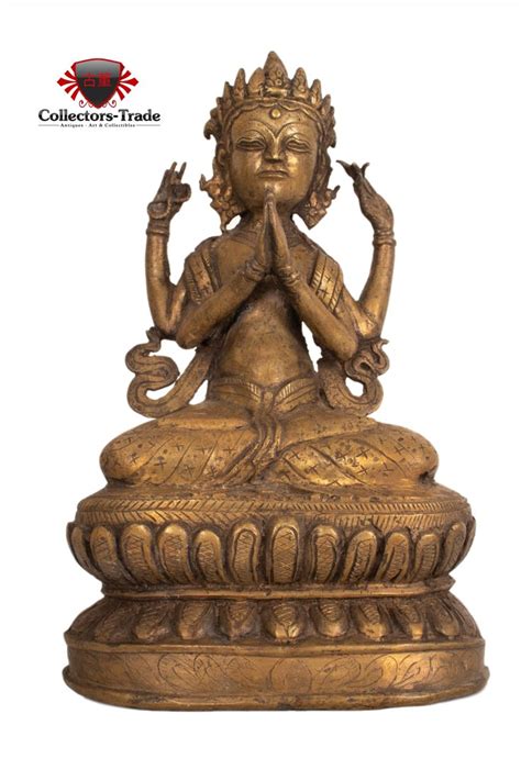 Antike Bodhisattva Sadaksari Avalokiteshvara Figur Bronze Tibet