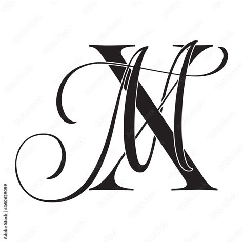 Xm Mx Monogram Logo Calligraphic Signature Icon Wedding Logo