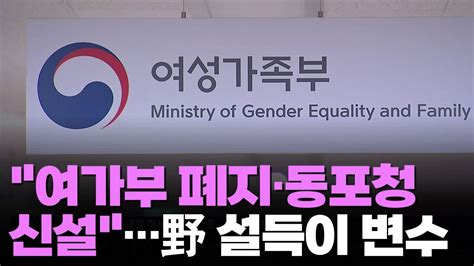 여가부 폐지·동포청 신설 정부조직 개편안 조만간 발표 Youtube