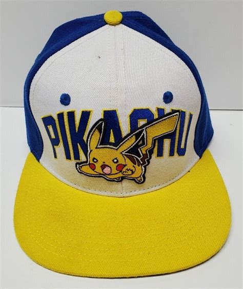 Pok Mon Pikachu Snapback Hat Cap Embroidered Blu Gem