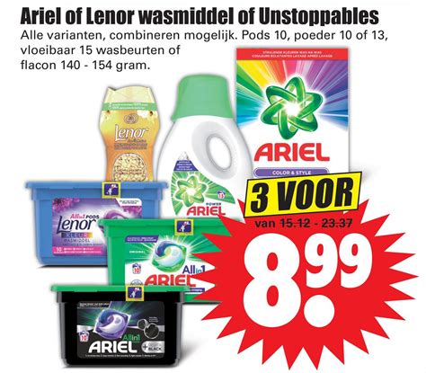 Ariel Of Lenor Wasmiddel Of Unstoppables Aanbieding Bij Dirk