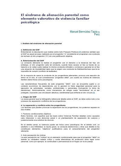 El síndrome de alienación parental como elemento valorativo de