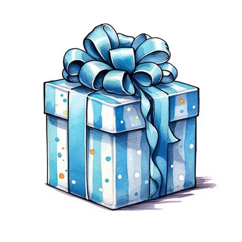 Premium Ai Image A Drawing Of A Blue Gift Box With A Blue Bow