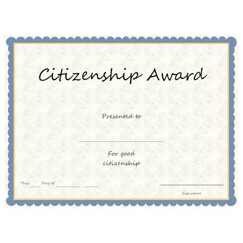 Free Citizenship Award Certificate Template