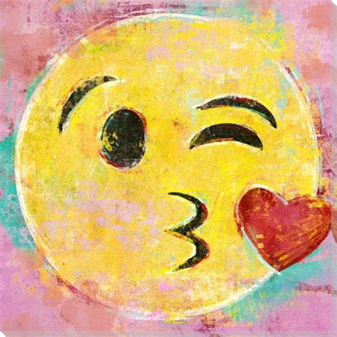 red heart emoji wrapped canvas giclee art print wall art cute emoji