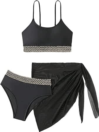 Amazon Shenhe Girl S Piece Bathing Suit Scoop Neck Spaghetti Strap Bikini Set With Wrap