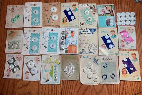 Antique Vintage Mother Of Pearl Button Lot Store Cards Luckyday