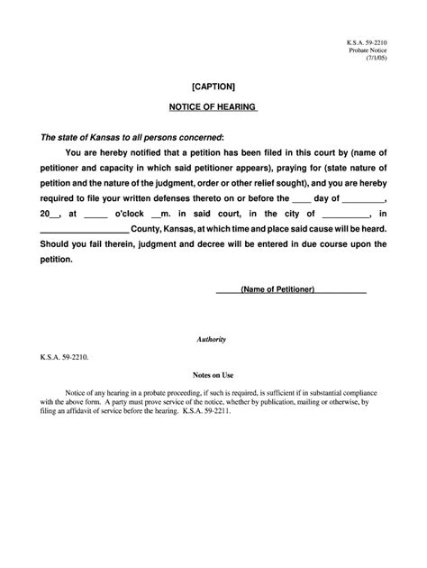 Kansas Notice Probate Fill Online Printable Fillable Blank PdfFiller