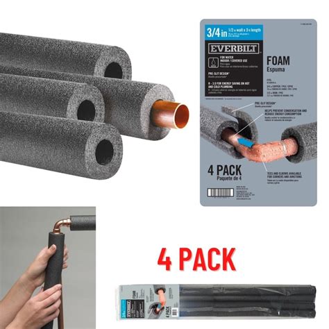 4 Pack 3 4 In 3 Ft Foam Pre Slit Pipe Insulation Increases Energy