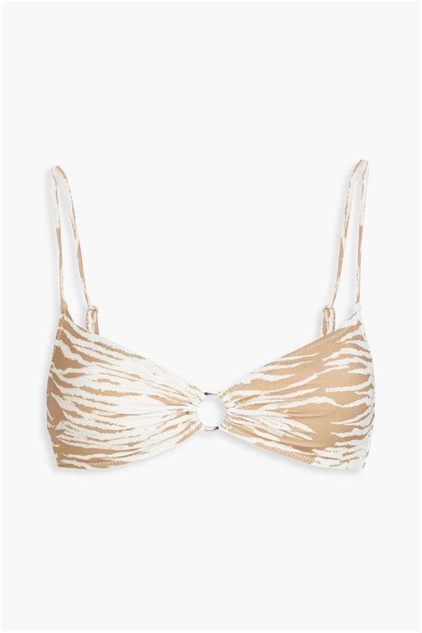 Ganni Ring Embellished Tiger Print Bikini Top The Outnet