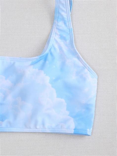 Cloud Graphic High Waisted Bikini Swimsuit Shein Usa