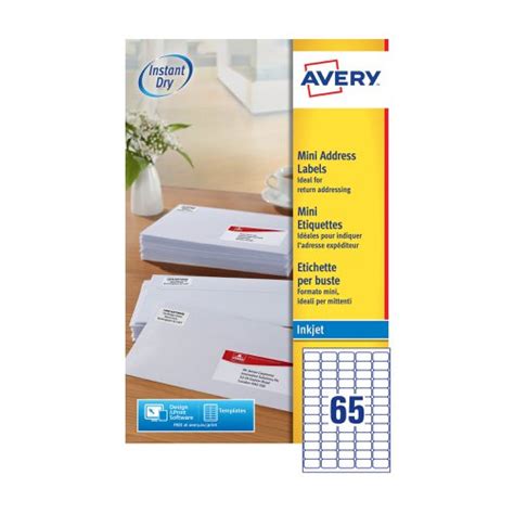 Buy Avery Inkjet Mini Labels 38 1x21 2mm 65 Per Sheet White 1625 Pack