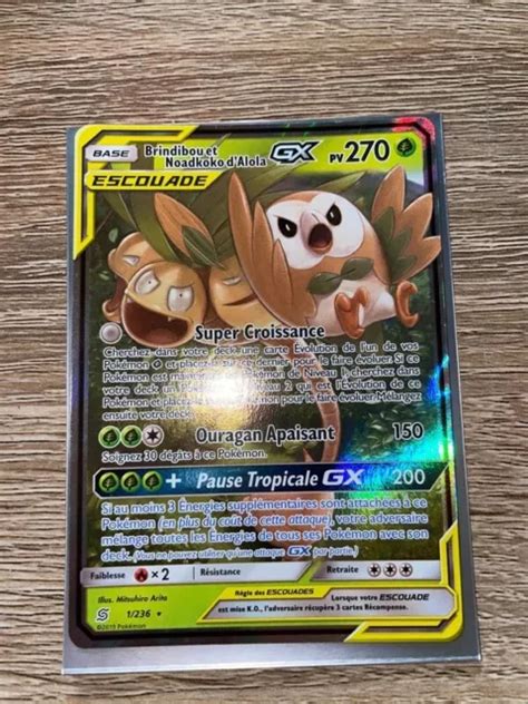 CARTE POKÉMON ESCOUADE Brindibou et Noadkoko d Alola GX 1 236 SL11 FR