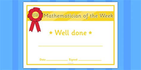 Mathematician Of The Week Certificate L Enseignant A Fait