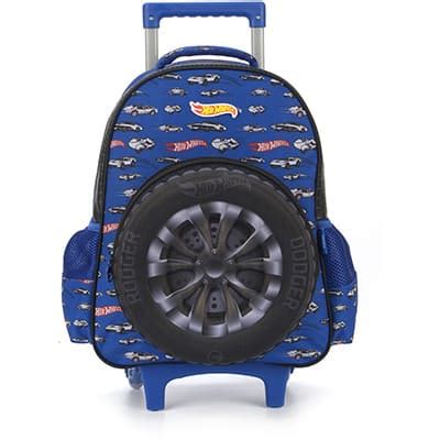 Mochila Escolar Infantil De Rodinhas Hot Wheels Mattel Em Poli Ster