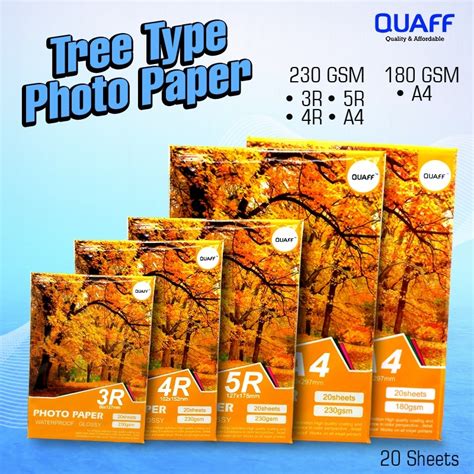 Quaff Tree Type Glossy Photo Paper A R R R Size Gsm Gsm