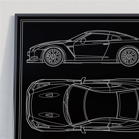 Nissan GTR R35 Blueprint Poster Etsy Australia