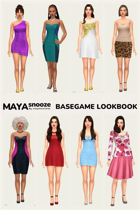 Sims4 TS4 LOOKBOOK IDEA In 2024 Cute Sims 4 Base Game Outfits Sims 4