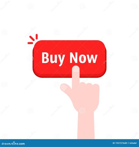 Hand Press On Red Buy Now Button Stock Vector Illustration Of Banking