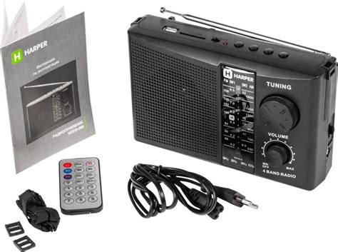 Радиоприемник Харпер HDRS-288 черный, FM радио, USB / MicroSD, пульт ДУ ...