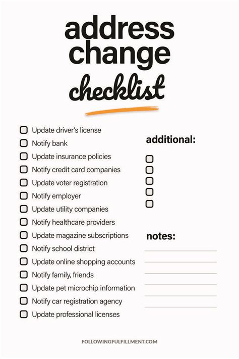 Address Change Checklist Artofit