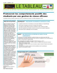 Promouvoir Les Comportements Positifs Des Tudiants Par Une Gestion De